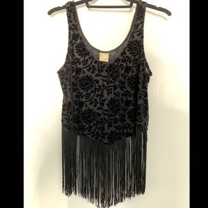 Black fringe crop top, size small